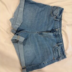 American Eagle Outfitters Blue Jean Shorts Cuffed High-Waisted